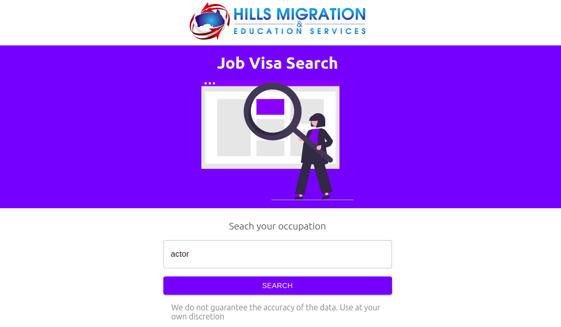 An Australian Visa searcher based on occupation. Data is scraped daily from government website